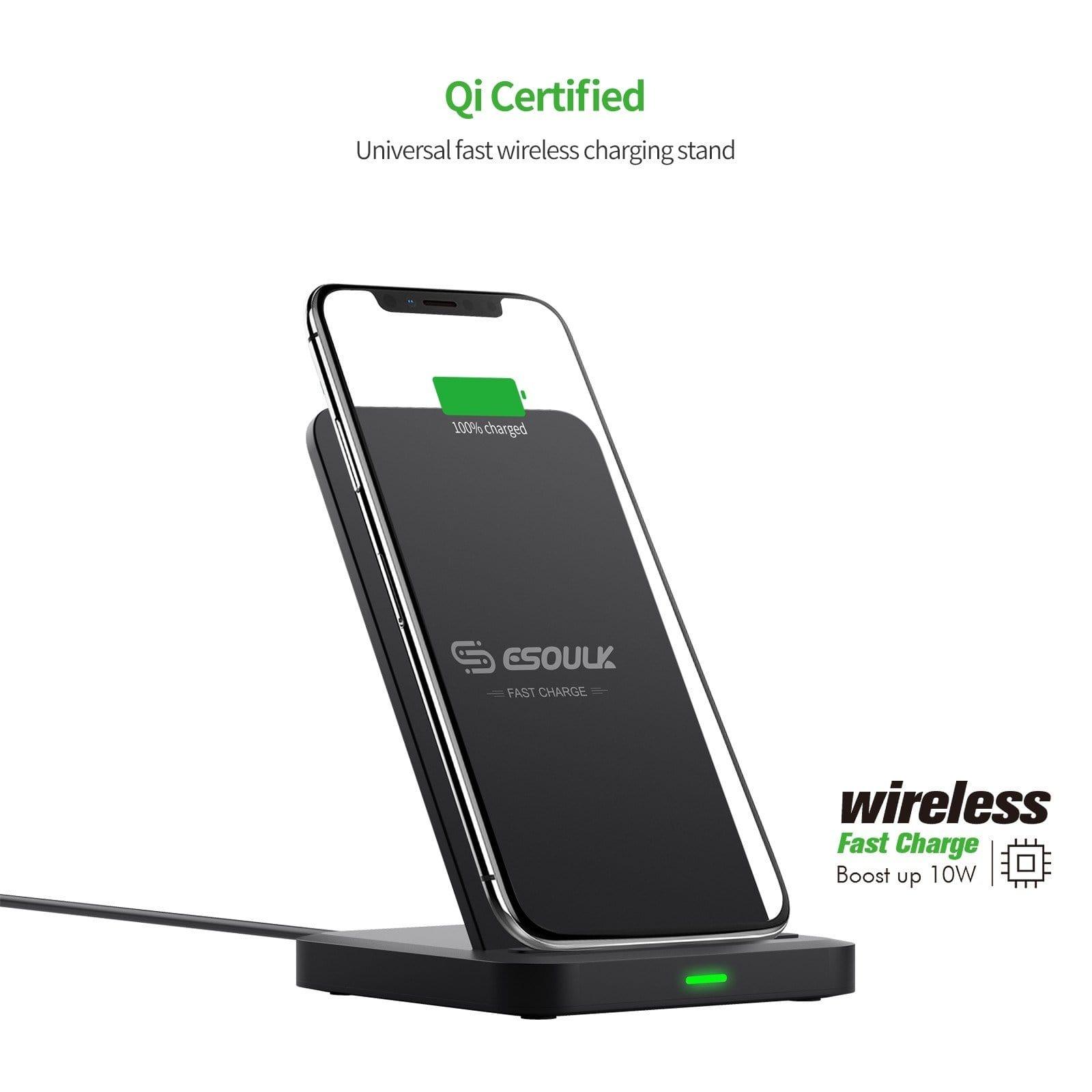 Esoulk QI 10W Wireless Desktop Double coil Wireless Fast Charger EW03PBK - Best Cell Phone Parts Distributor in Canada Esoulk QI 10W Wireless Desktop Double coil Wireless Fast Charger EW03PBK - Best Cell Phone Parts Distributor in Canada